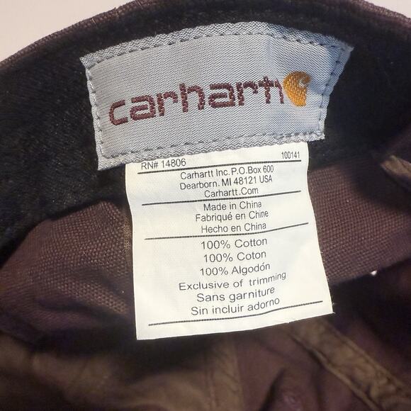 Carhartt Adjustable Dad Hat Brown Cotton Cap Leather Patch Logo Unisex - Picture 7 of 7
